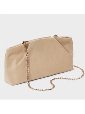 ✨ A New Day Tan Faux Suede Clutch Gold Chain New With Tags ✨
